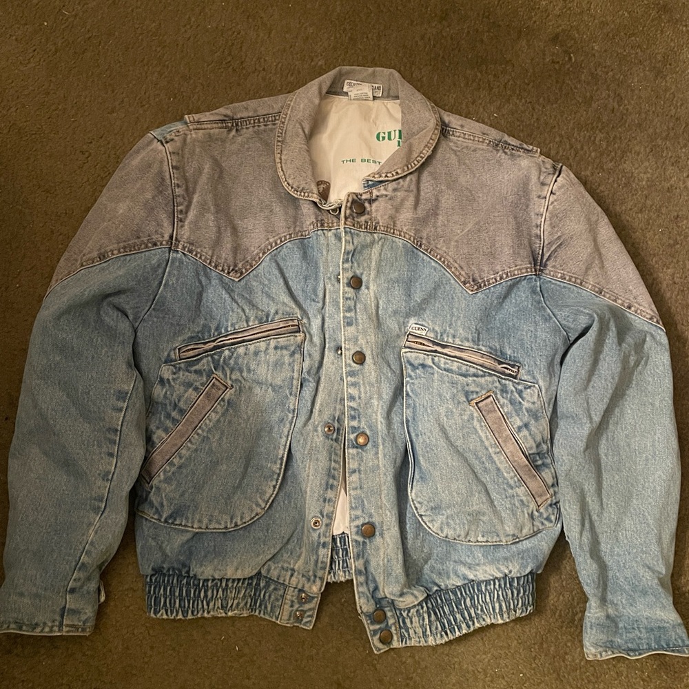 Vintage Guess Marciano Back To The Future Guess 2 Tone Denim Jean Jacket Medium